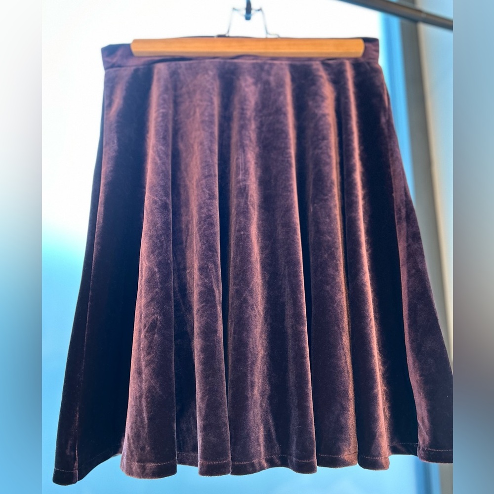 Icone Simons dark purple velvet skater circle skirt